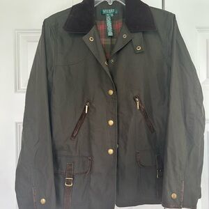 Ralph Lauren Classic Lauren Green Jacket with brown suede accents. PL